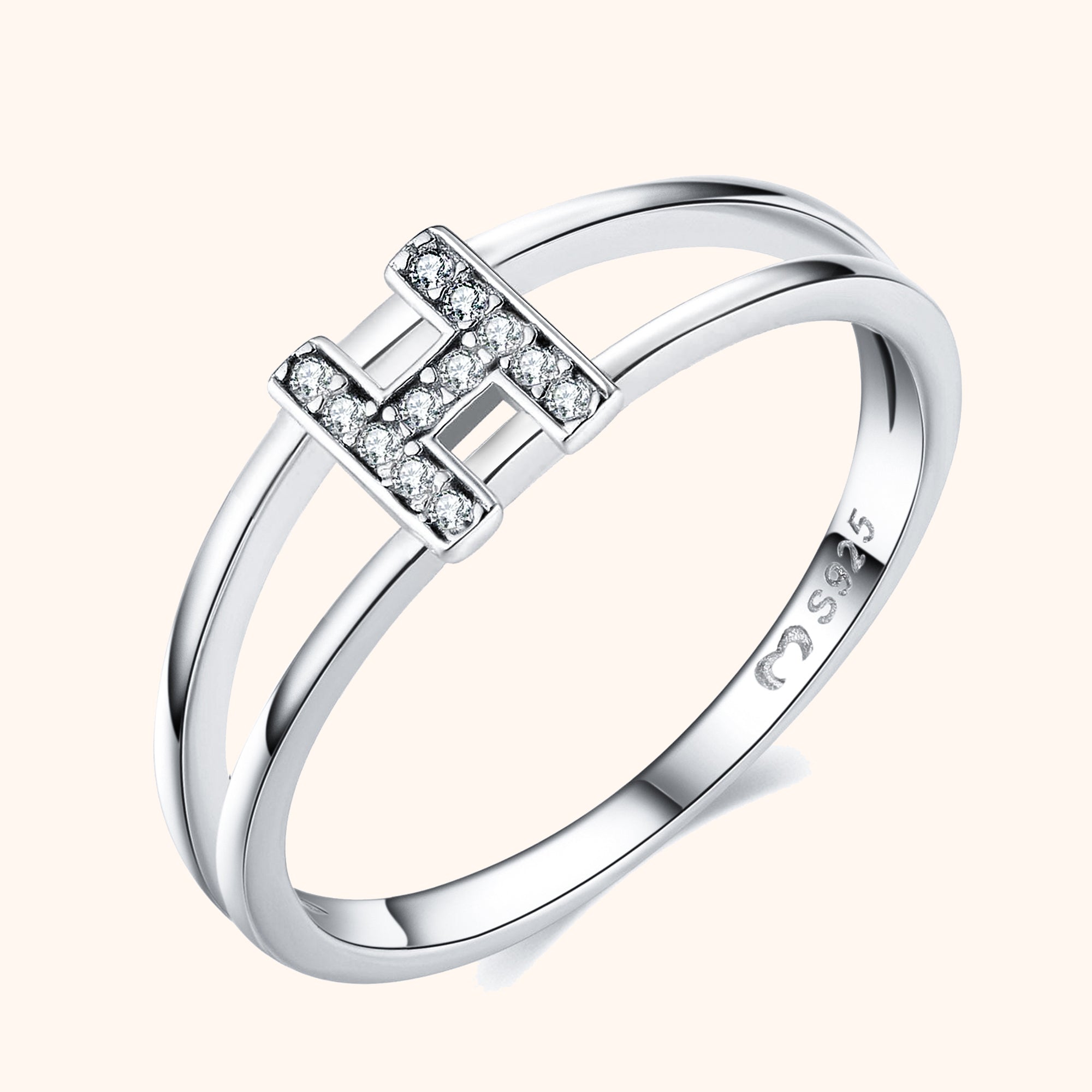 Silberne Initialen Ring