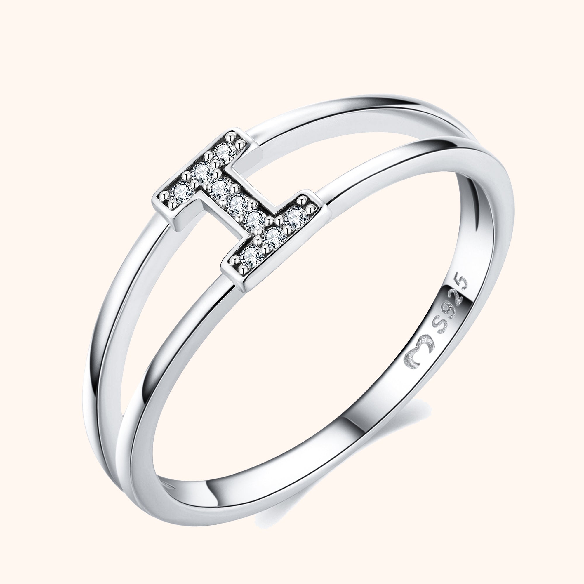 Silberne Initialen Ring