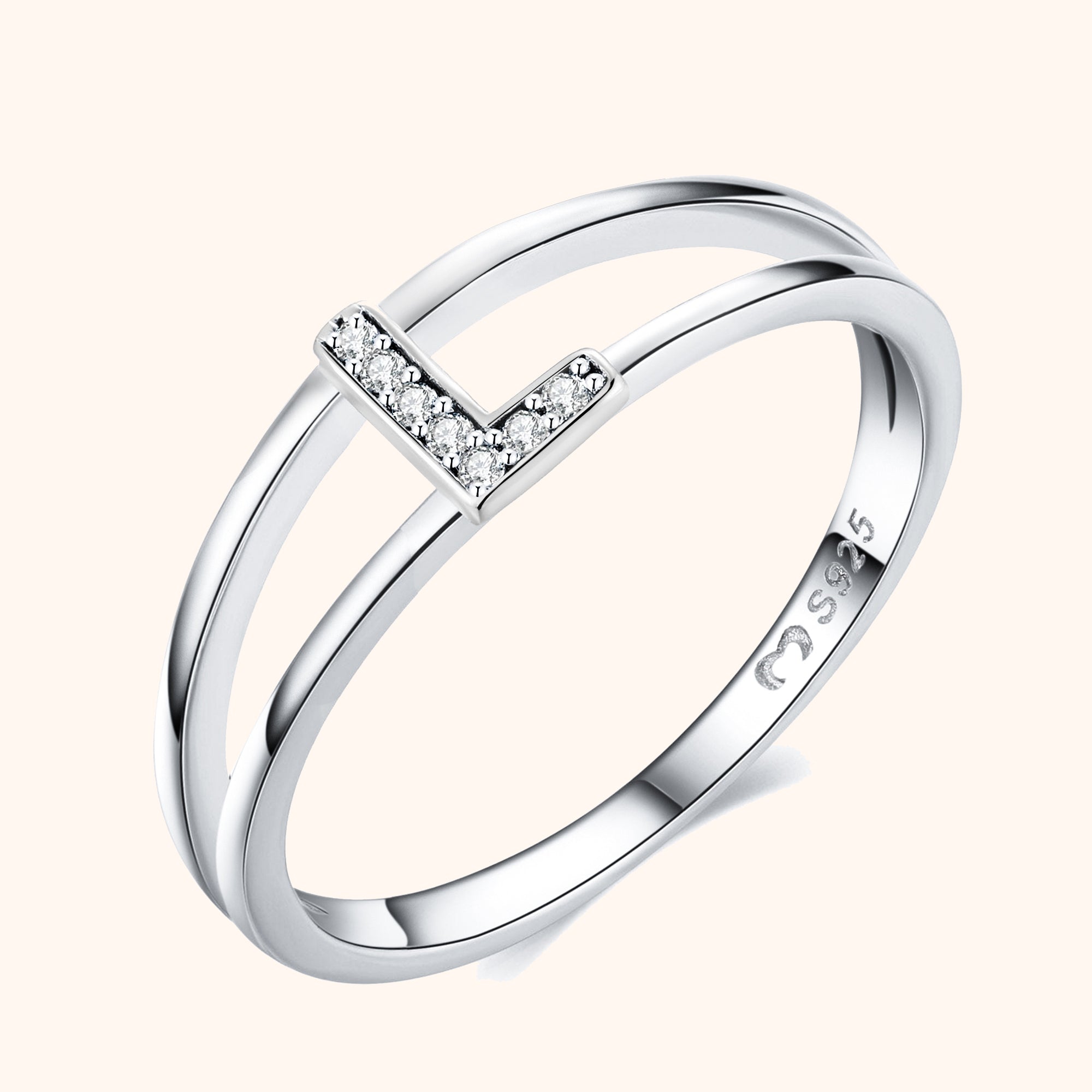 Silberne Initialen Ring