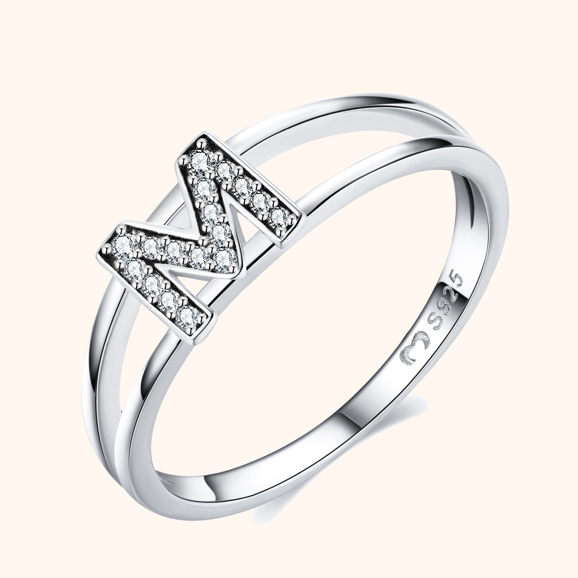 Silberne Initialen Ring