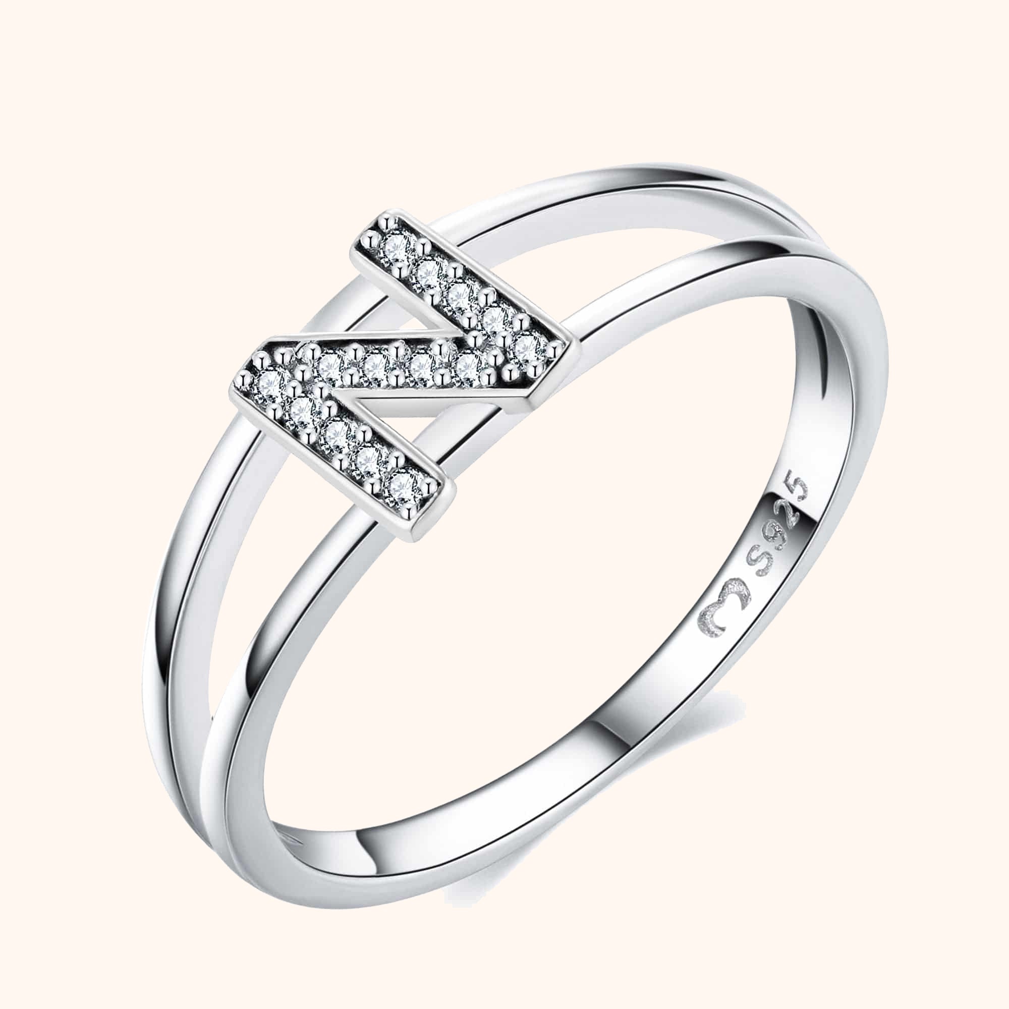 Silberne Initialen Ring