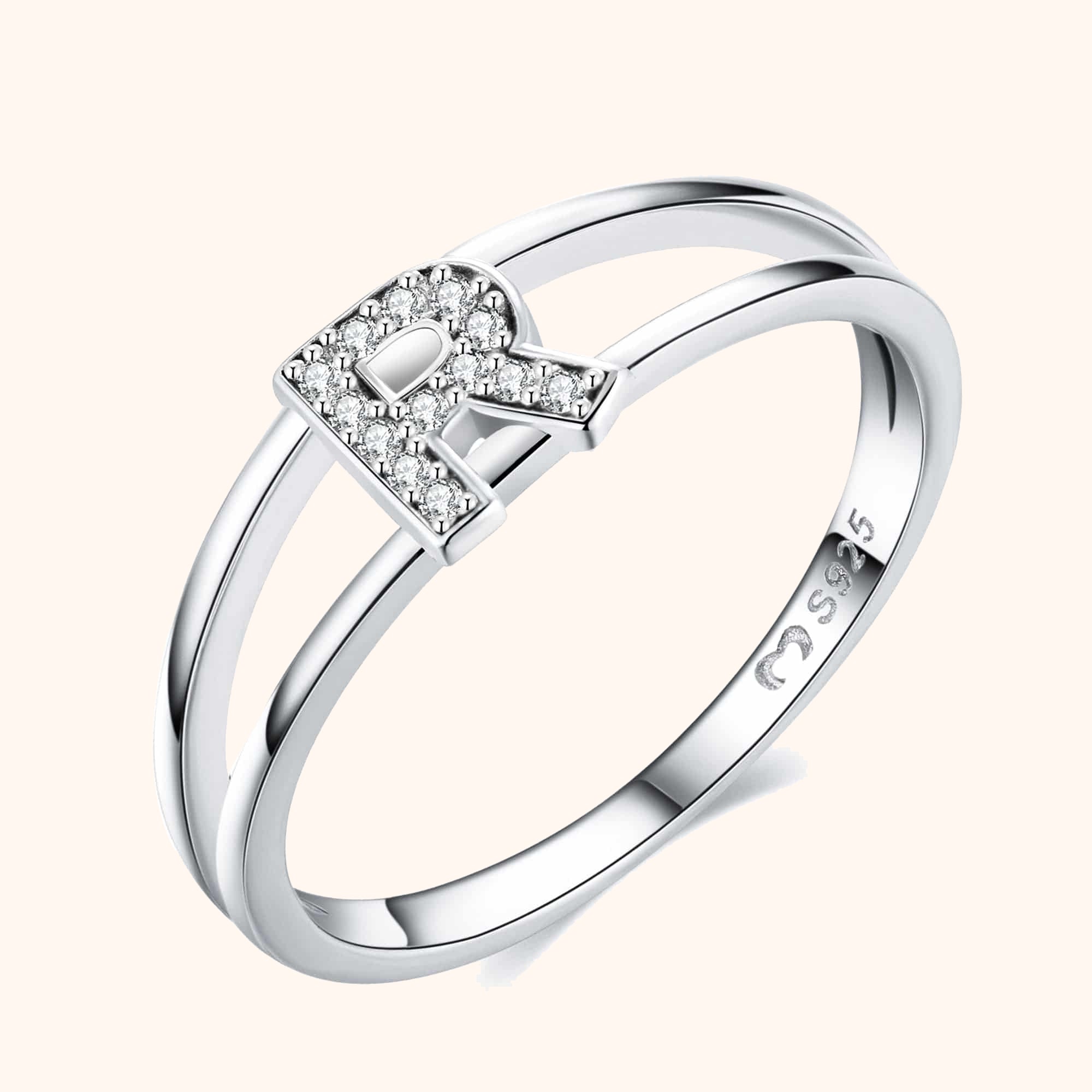 Silberne Initialen Ring