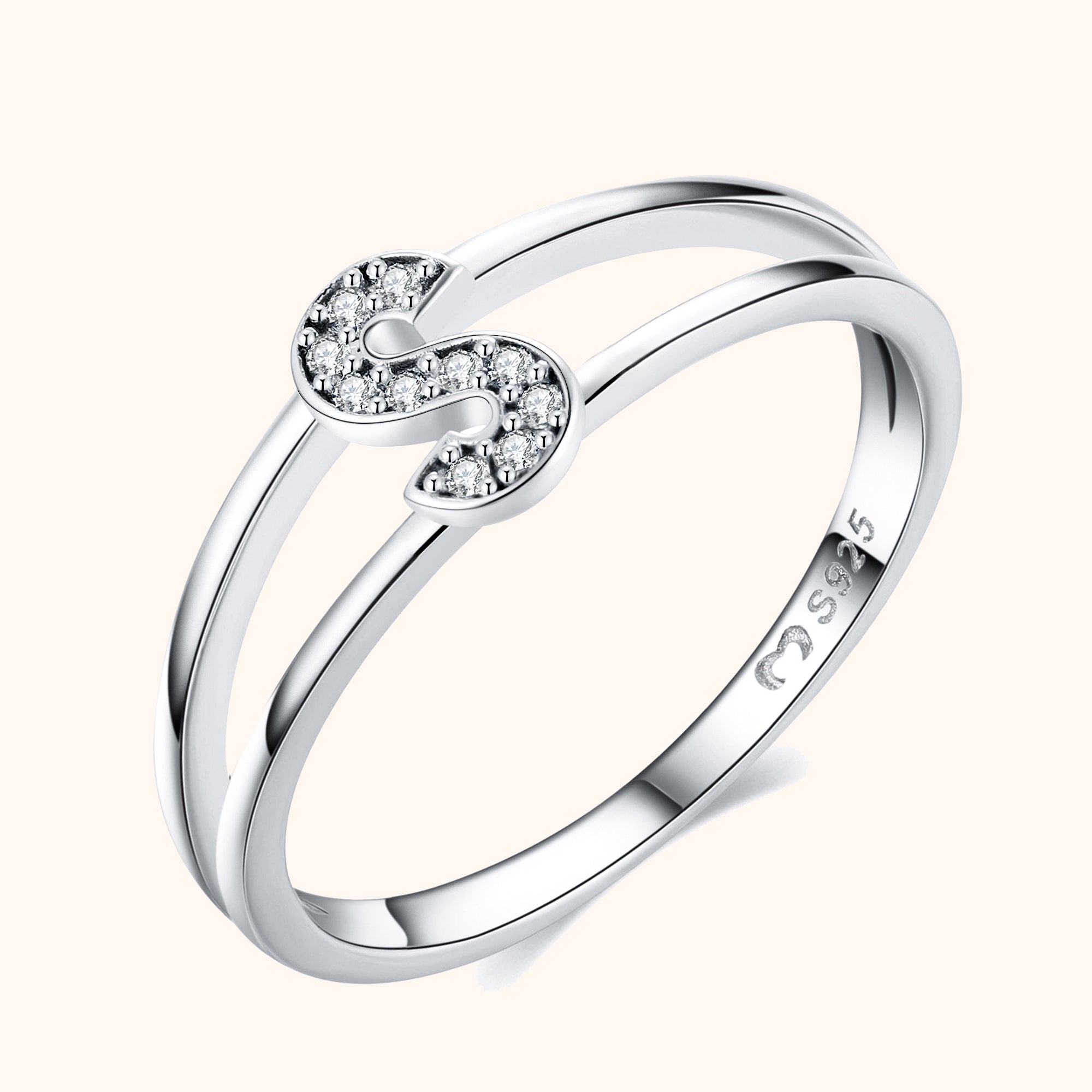 Silberne Initialen Ring