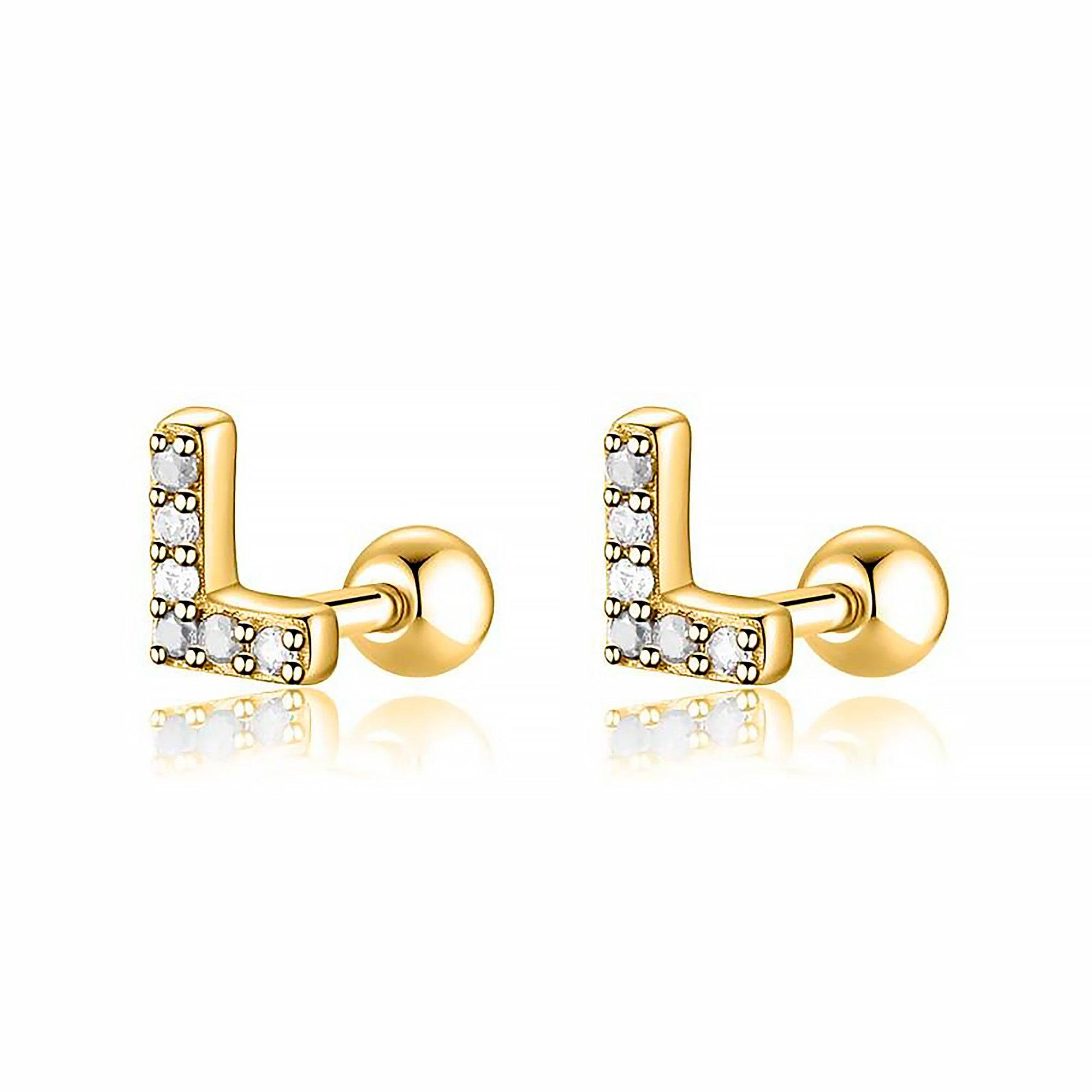 "GoldWeißer Buchstabe" Ohrring - Emily Schmuck