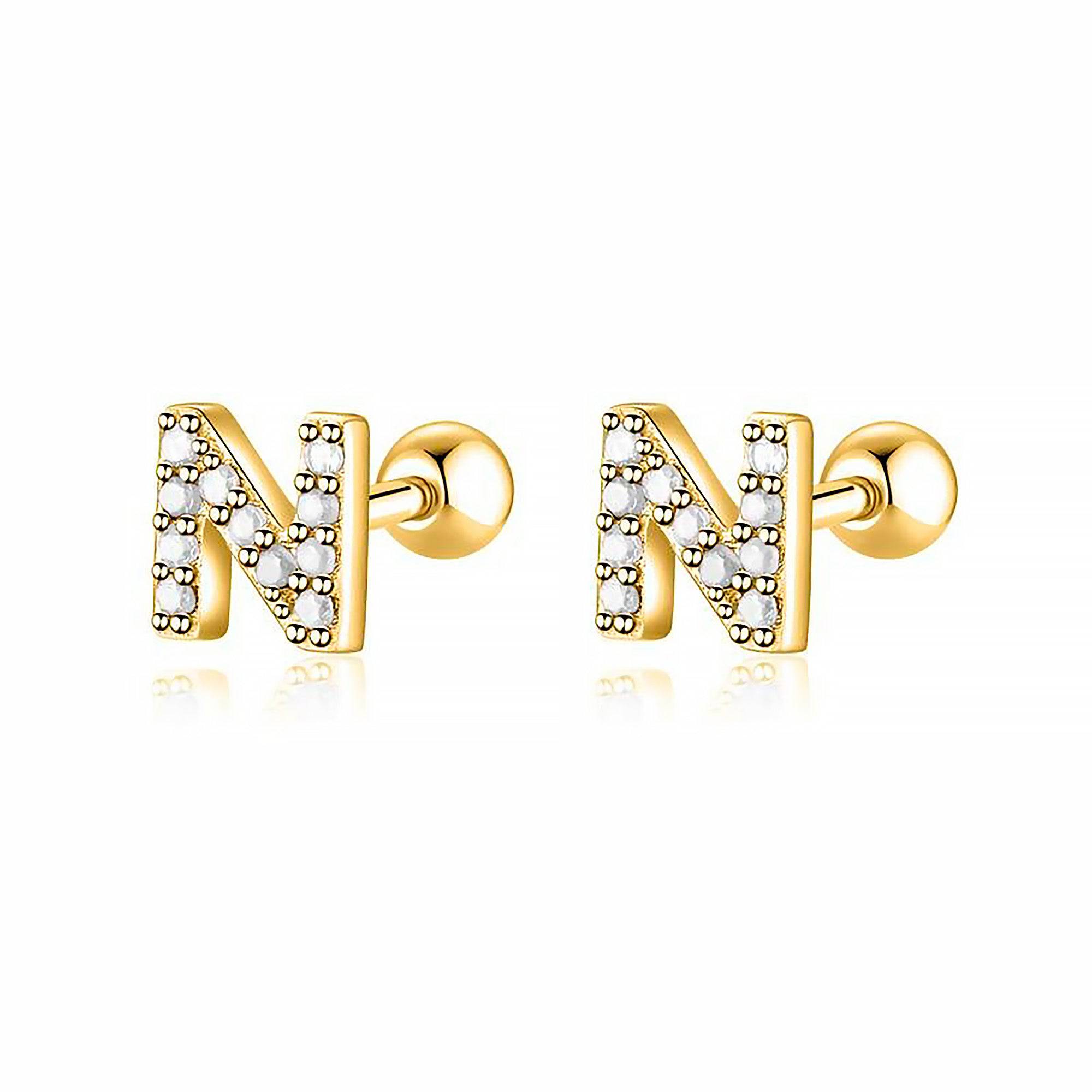 "GoldWeißer Buchstabe" Ohrring - Emily Schmuck