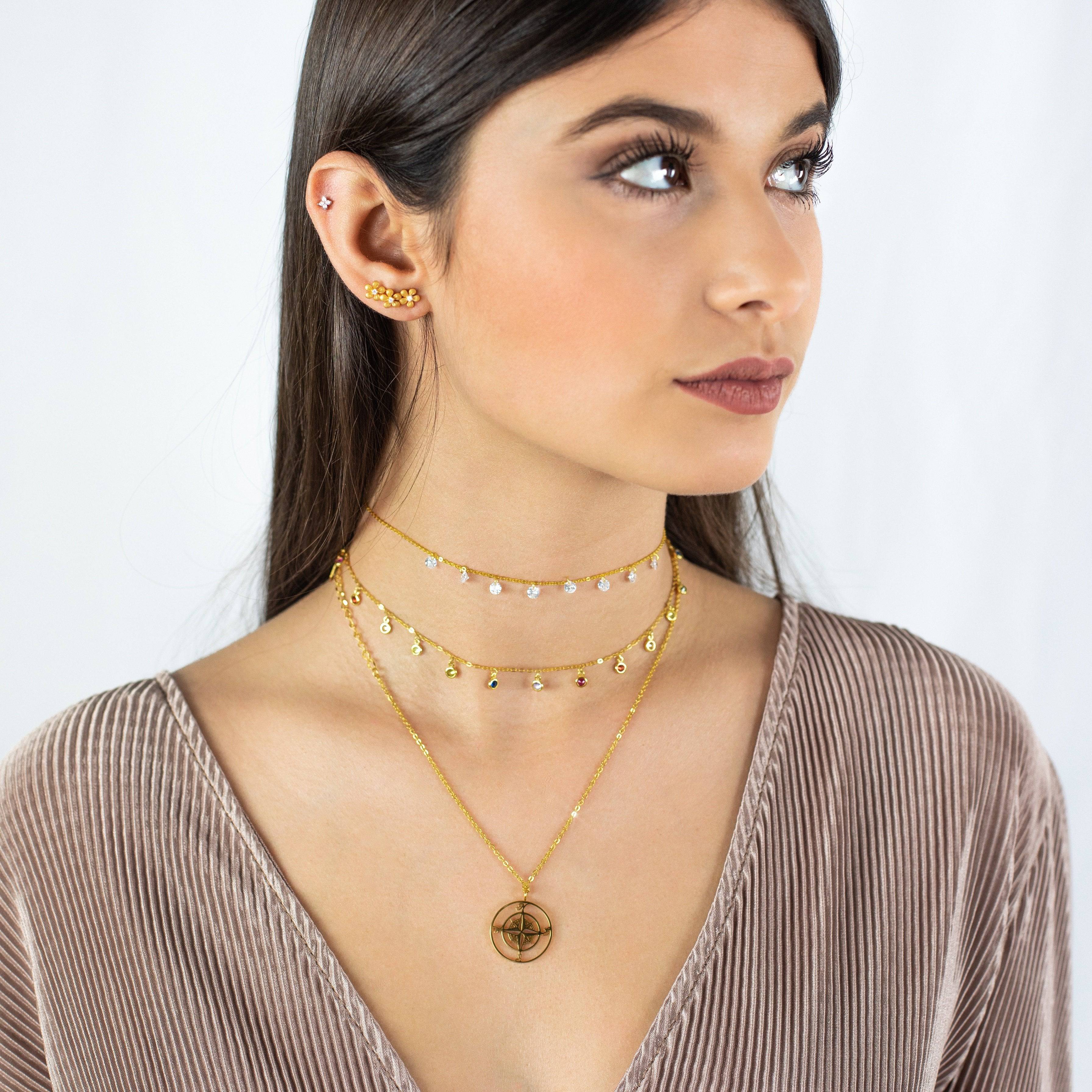 "Kardinal Punkte" Halskette ~Rose Gold/Silber/Gold - Emily Schmuck