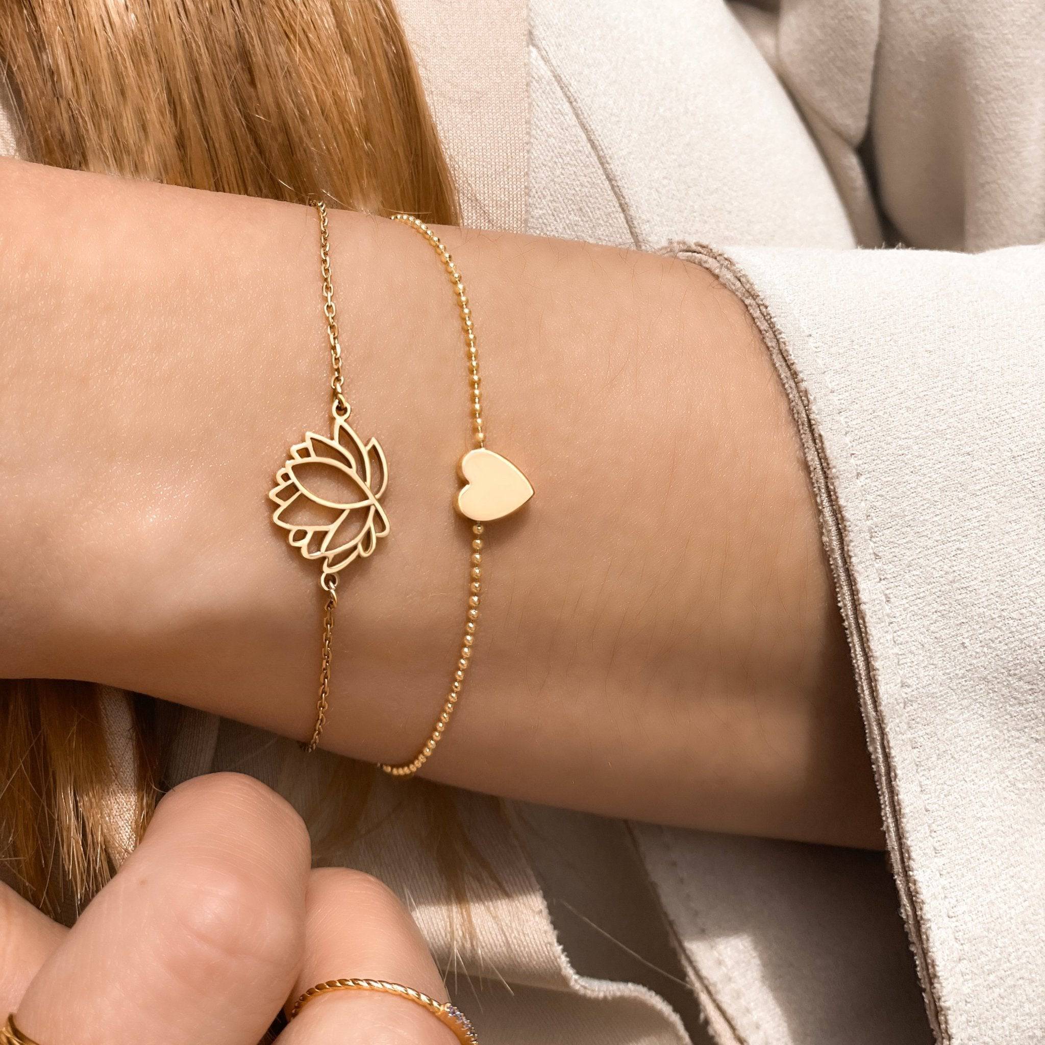 "Loto Herz" Armband ~Gold/Silber/Rose Gold - Emily Schmuck