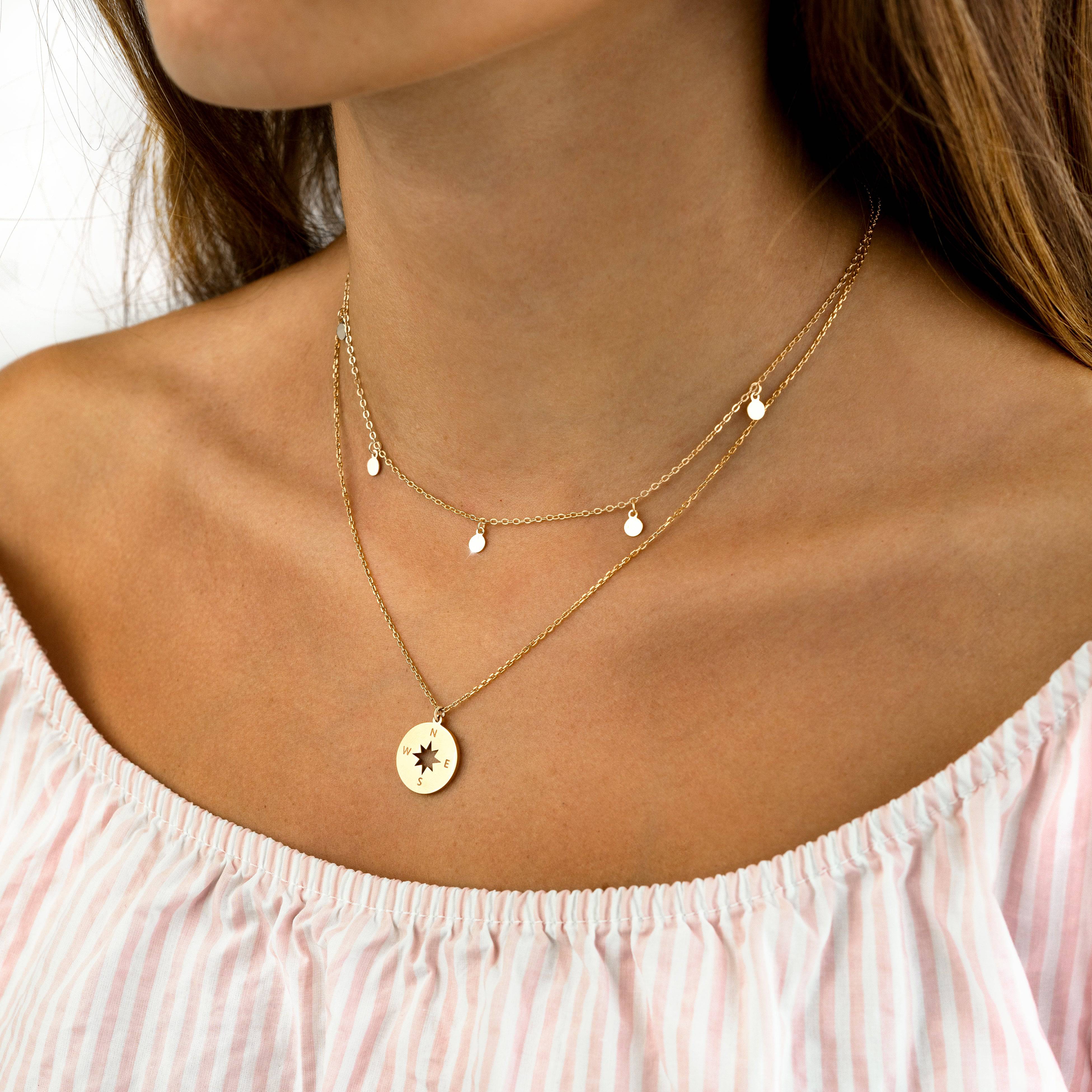 "Rose der Winde" Halskette ~Silber/Gold/Rose Gold - Emily Schmuck