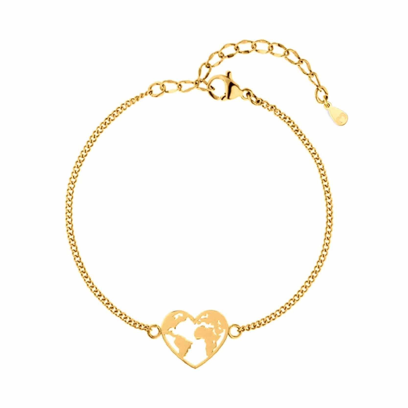 "Welt-Herz" Armband ~Silber/Gold - Emily Schmuck