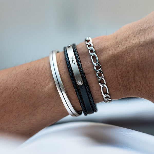 BRAVE "Rebel" Herrenarmband ~ Anpassbarer Text - Emily Schmuck