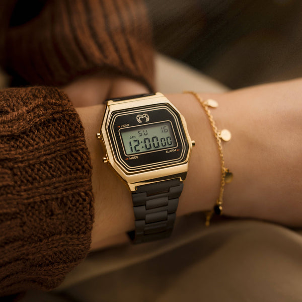 "Vintage" Digitale Uhr ~ SchwarzGold - Emily Schmuck